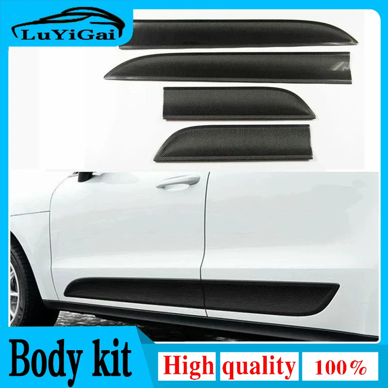 Car Door Protection For Porsche Macan Carbon Fiber Door Plate Cover Body Kit trim Add On style 2014 2015 2016 2017 2018 2020