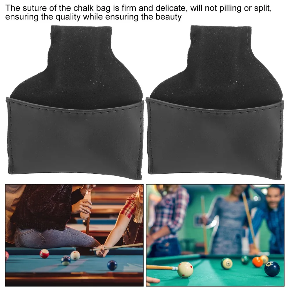 

2PCS PU Leather Billiard Cue Chalk Holder Portable With Clip Billiard Chalk Pouch Black Snooker Chalk Bag Pool Table