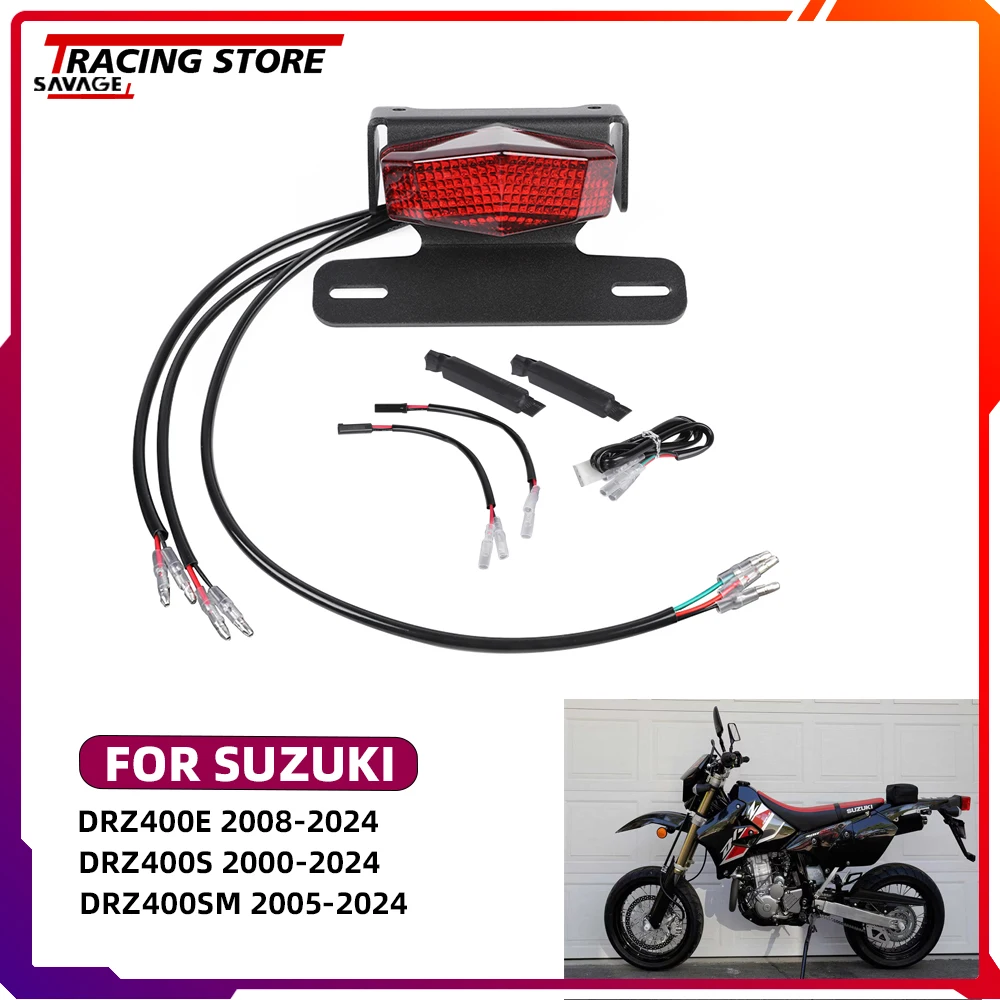 

For Suzuki DRZ400E DRZ400S DRZ400SM License Plate Holder with Brake Light Turn Signal Daytime Running Light Adapters Resistors