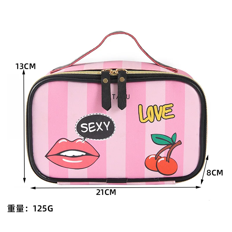 2024 New Striped Cosmetic Bag Travel Portable Makeup Bag Capacity Toiletry Bag for Women