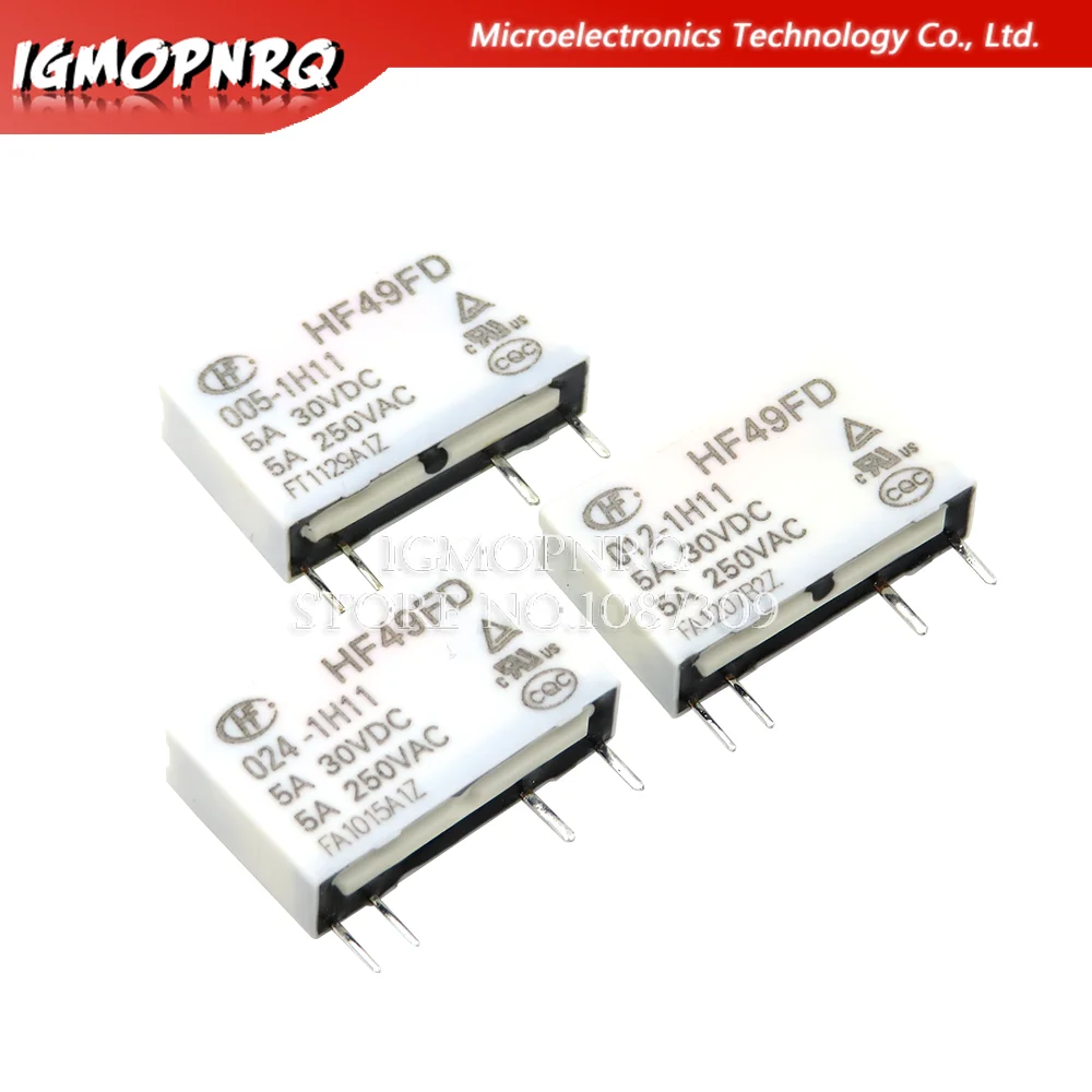 5PCS Relay 12V HF49FD-005-1H11 005-1H12 HF49FD DC5V 1H11 4PIN 5A Relay 5V Rele 12V 24V