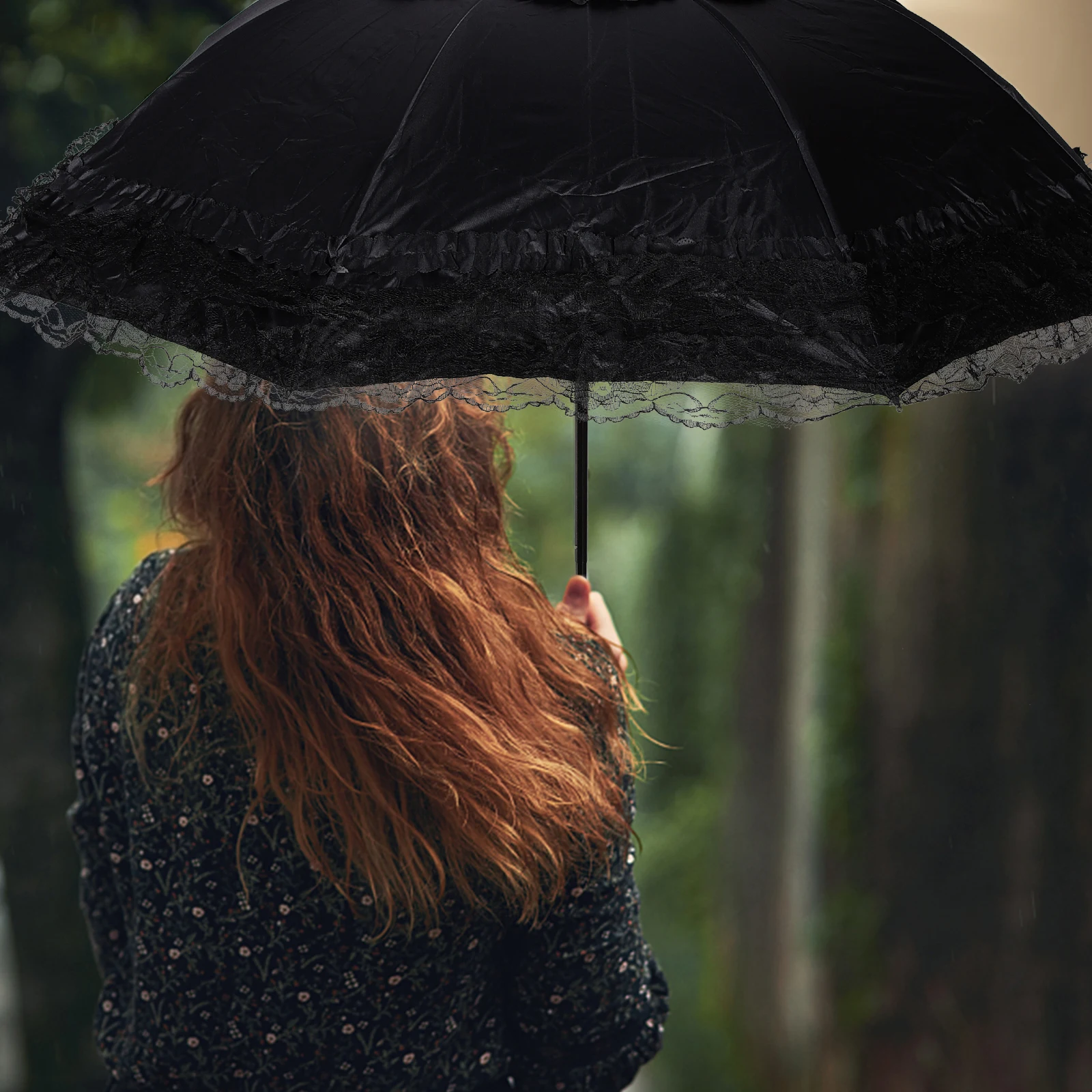 

Halloween Lace Sun Umbrella for Women UV Foldable Rain Parasol Cute Mini Black Lightweight Travel Portable Ergonomic