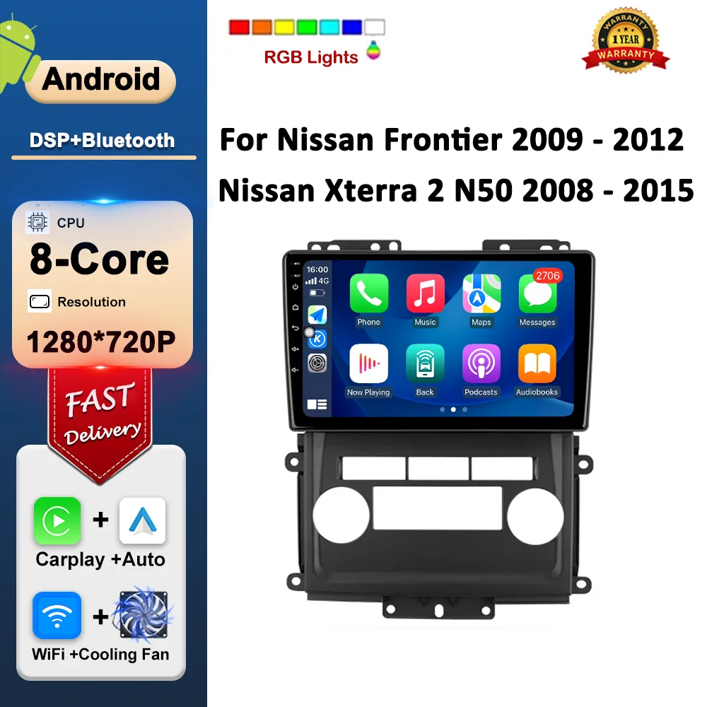 

for Nissan Frontier 2009 - 2012 Nissan Xterra 2 N50 2008 - 2015 WiFi Android System Split Screen Car Video Player GPS Auto Tools