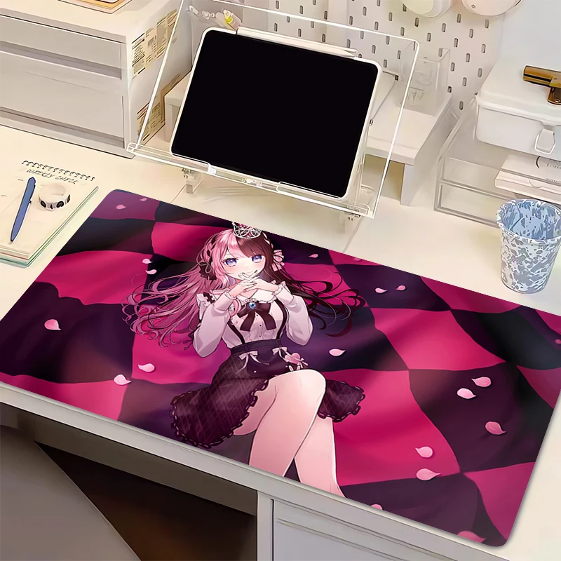 Anime Mouse Pad Gamer XXL Keyboard Mat Dual Tone Pink Hair Dark Plaid Sweet Anime Girl Multi Scene Office Gaming Home Desk