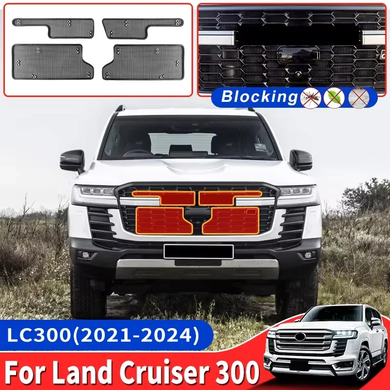

For Toyota Land Cruiser 300 GR GR-S Lc300 2022 2024 Tuning Exterior Upgraded Accessories Stainless Steel Wire Mesh, Front Grille