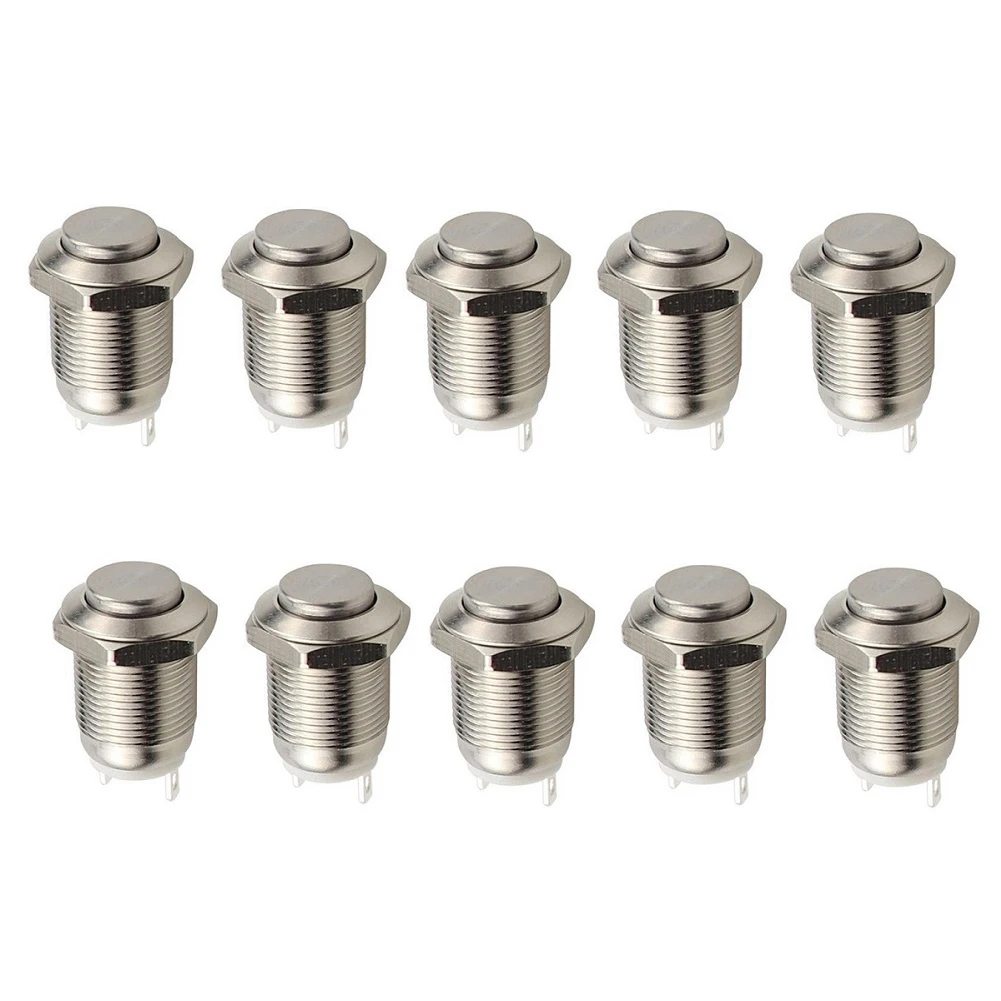 

10pcs Momentary Push Button Switches in Waterproof Metal Housing Perfect for Outdoor Use with 12mm Opening Size