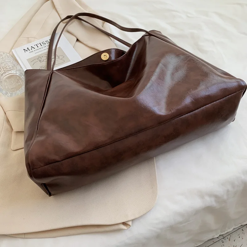 

Women Tote Bag Fashion Underarm Pouch Large Capacity Soft Pu Leather Shoulder Bag Retro Crossbody Bag Casual Portable BucketBags