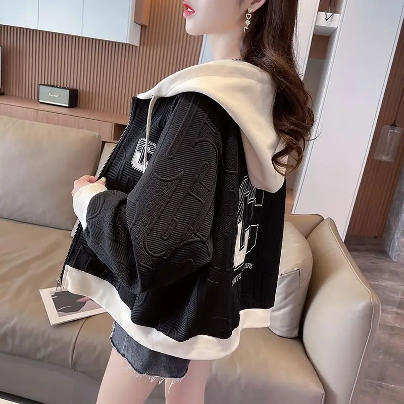 Veste courte pour femmes, sweat-shirt à capuche avec fermeture éclair, Style coréen, Slim et tendance, printemps et automne
