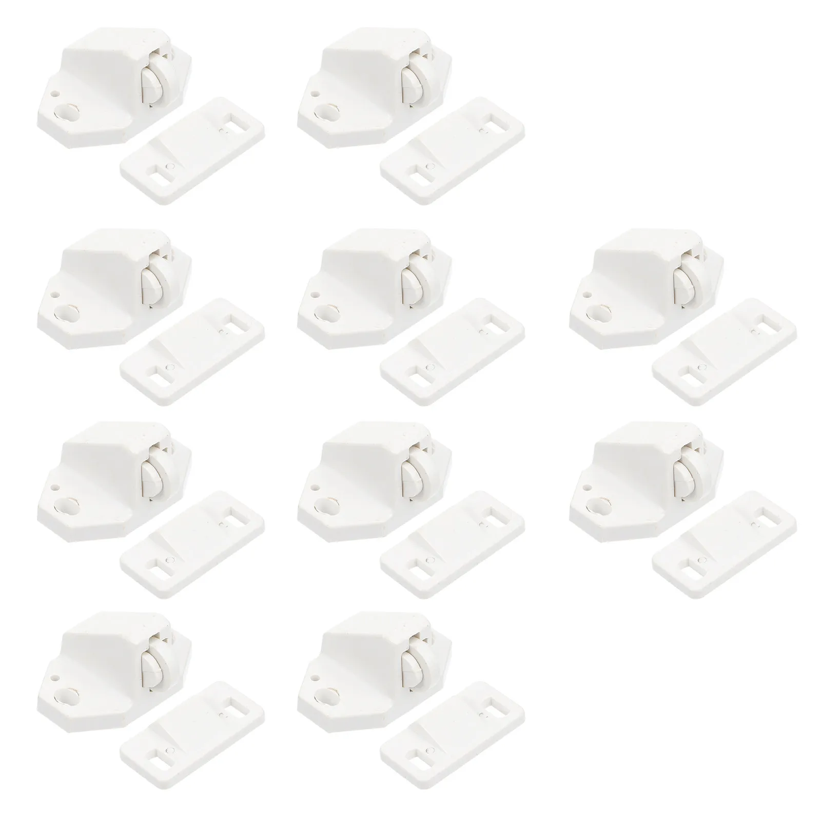 10Sets Catch Ball Door Lock Suitable for Cabinet Book Case Wardrobe Cupboard Furniture Doors Sturdy Plastic Easy Install Latch