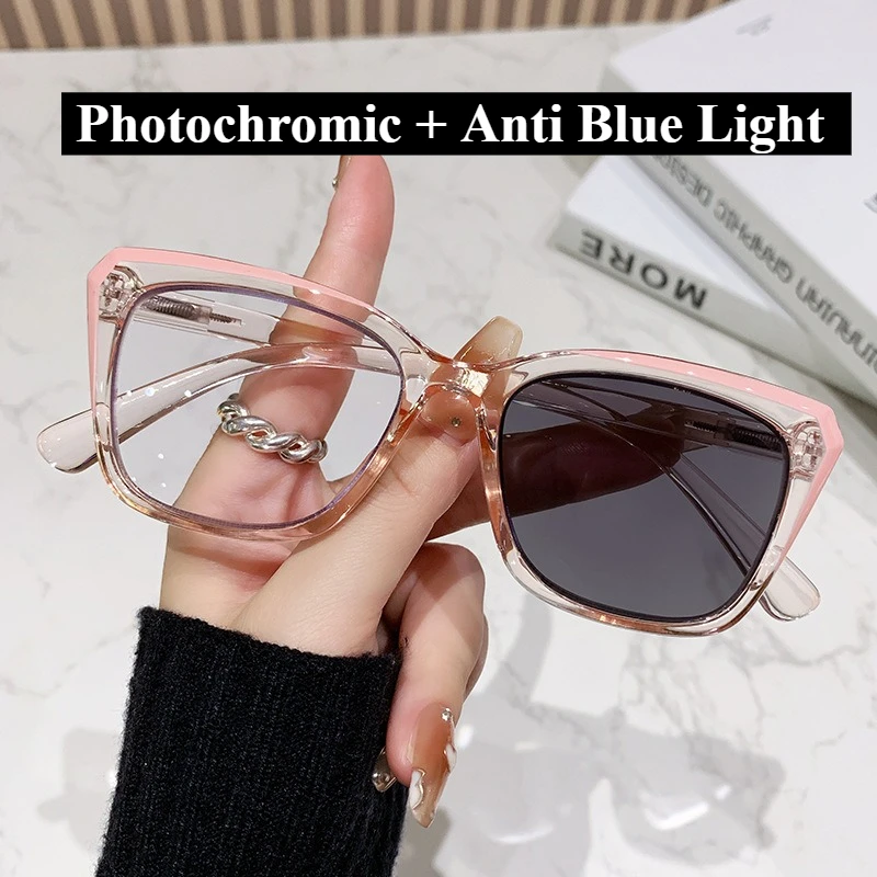 Multi-Fokus + photochrome Lesebrille, Anti-Blaulicht-Brille für den Nah- und Fernbereich, geeignet für Damenbrillen