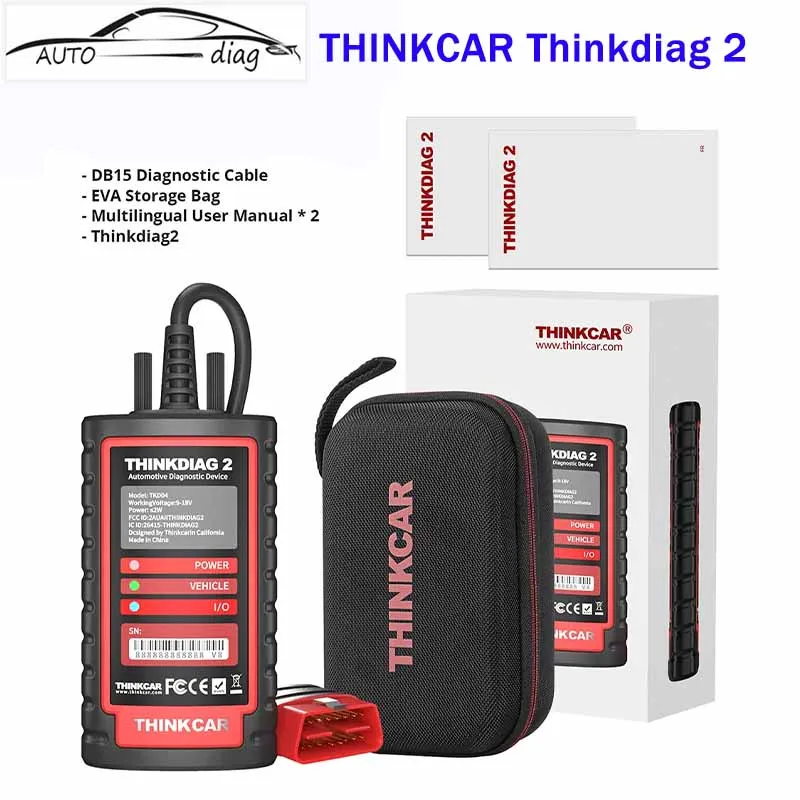 THINKCAR Thinkdiag 2 All System Diagnostic Tool Supports CAN FD Protocols /ECU Coding ,Activa TestThinkdiag2 For D Z