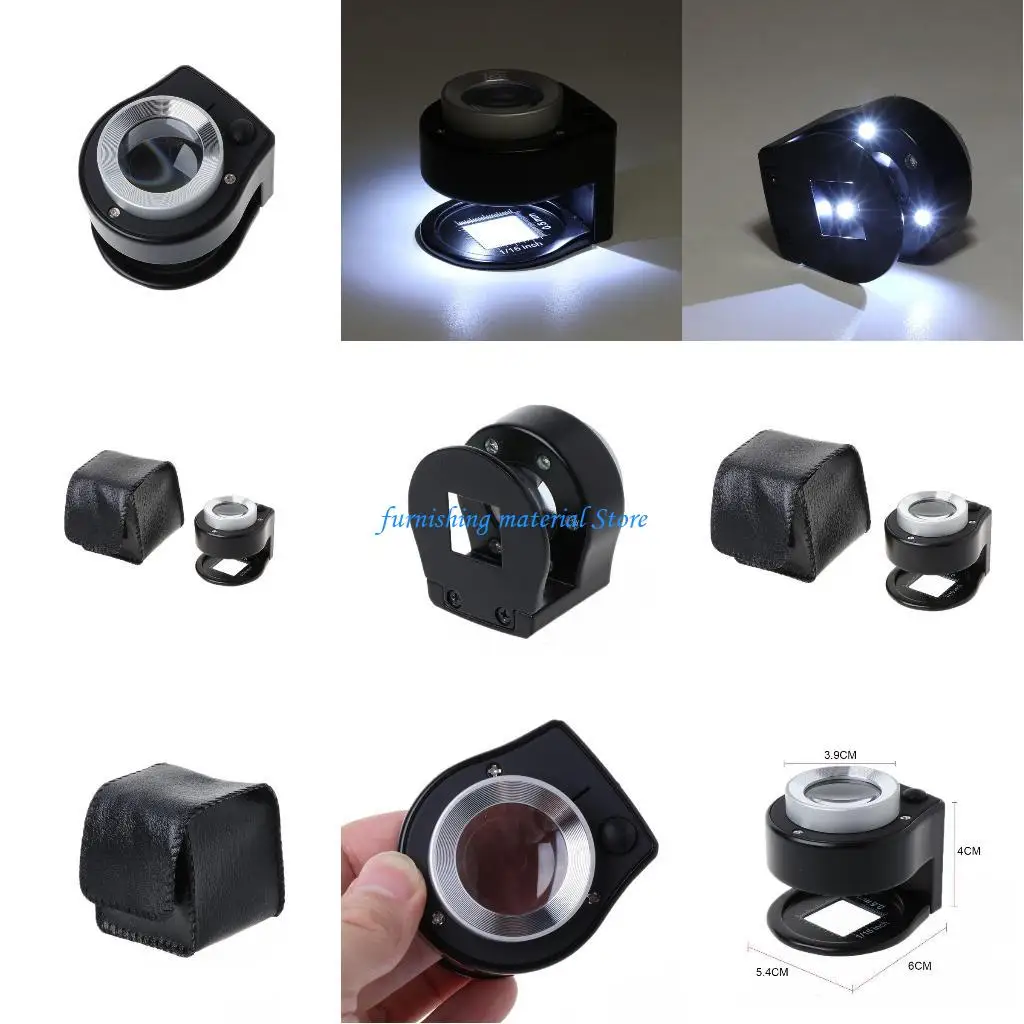 

Y5GD Magnifier Glass Lens Loupes with Light for Textile Stamp Jewelry Appraisal 30X