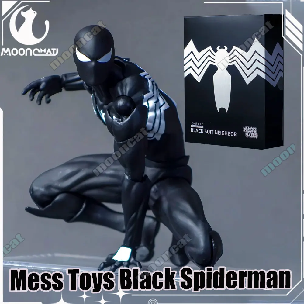 【En stock】Mess Toys Figura de acción de Spiderman Traje negro Vecino Symbiote Spiderman Figura de anime Spider Kaine Parker Figura roja