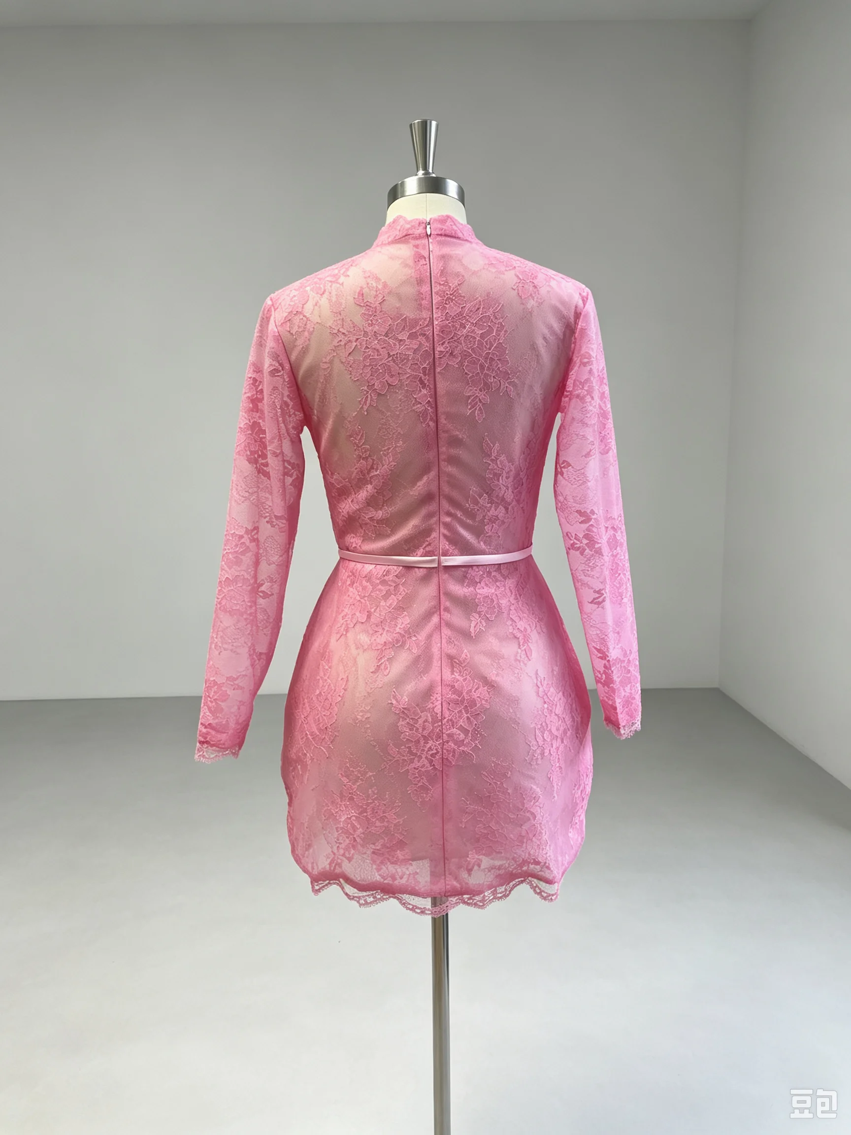 Pink Lace Short Sleeve High Neck A-Line Dress with Belt – Party Wedding Cocktail Dress Long Sleeve High Neck Ever Pretty