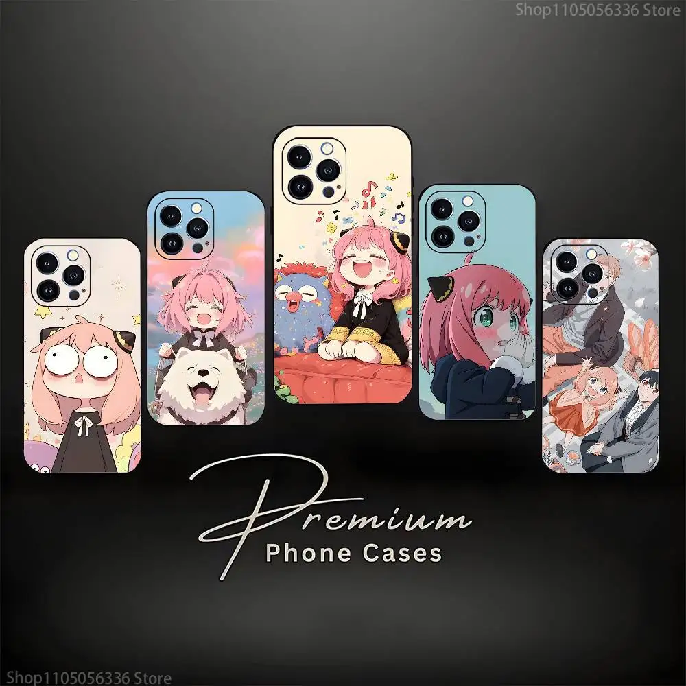 

Cute A-Anya Cartoon Phone Case For iPhone 17,16,15,14,13,12,11 ,Pro Max,XS,X,XR,SE,Mini,8,7,Soft Silicone Black Cover