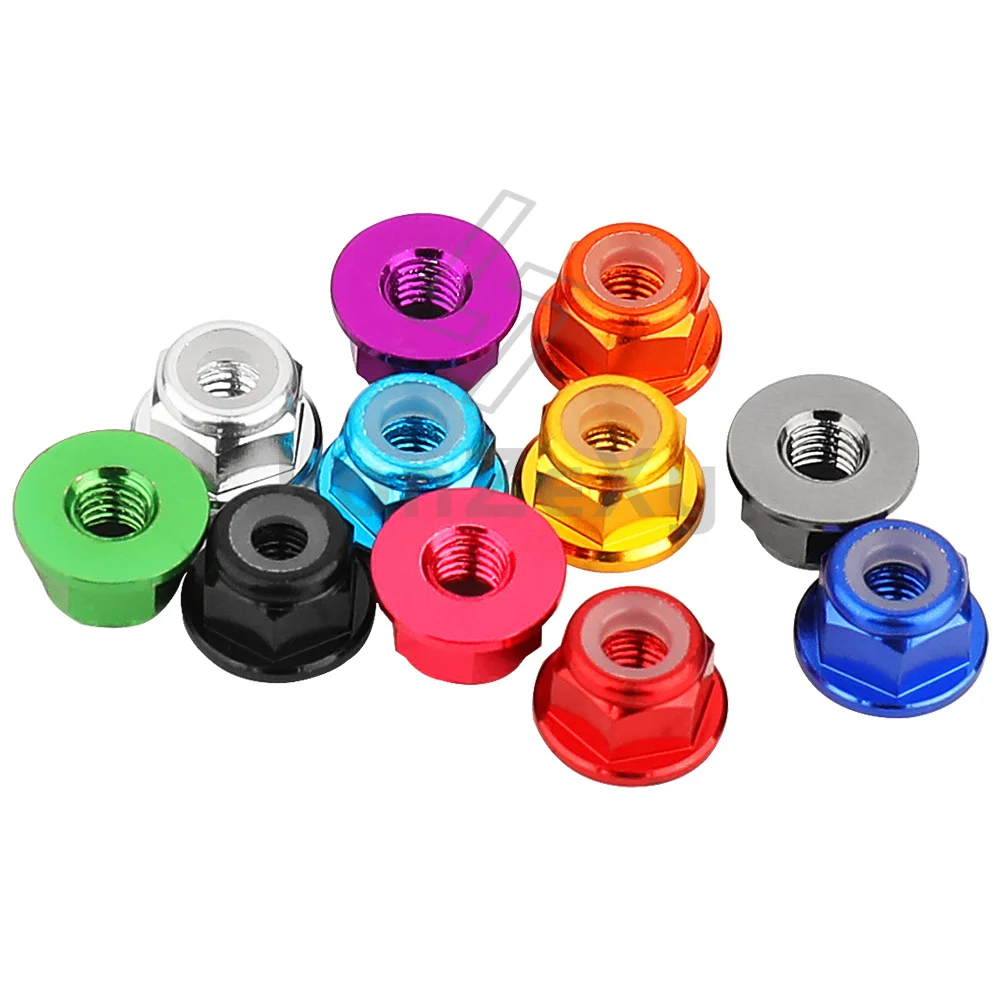11 Colors M3 Flange Nylon Lock Nuts Aluminum Anti-loose Nut For Axial SCX10 1/10 RC Crawler FPV Drone Upgrade Hardware Parts