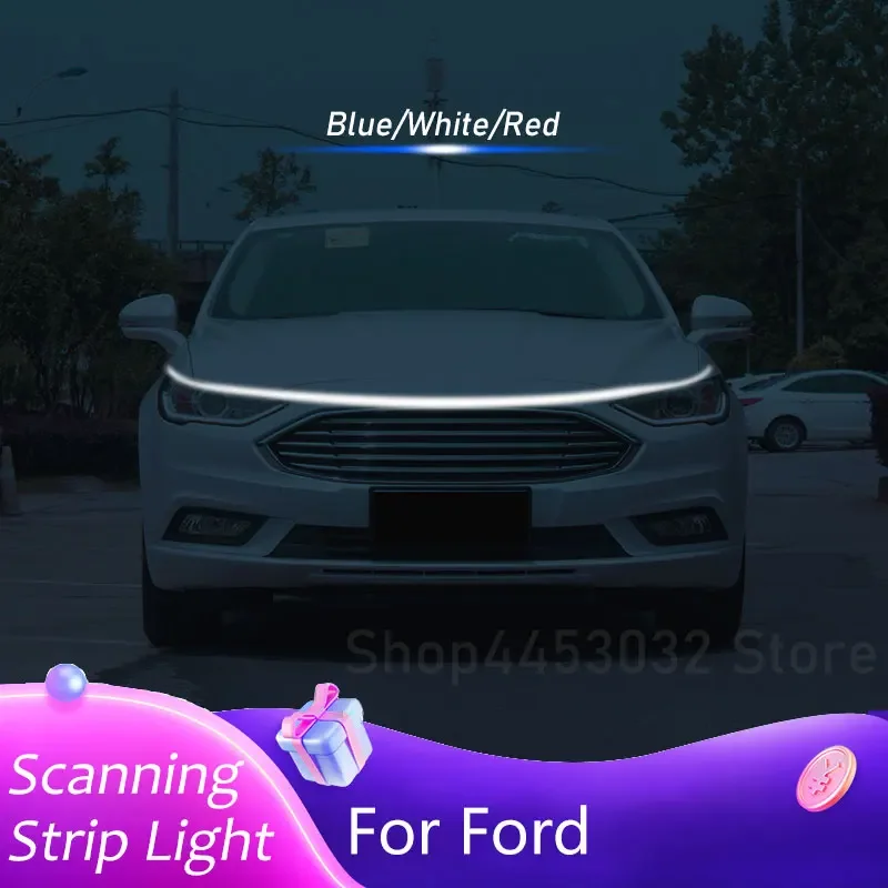 DRL Car LED Hood Light Strip For Ford Mustang Gt Transit Escape Fusion Daytime Running Lights Start Scanning Lamp Accessories