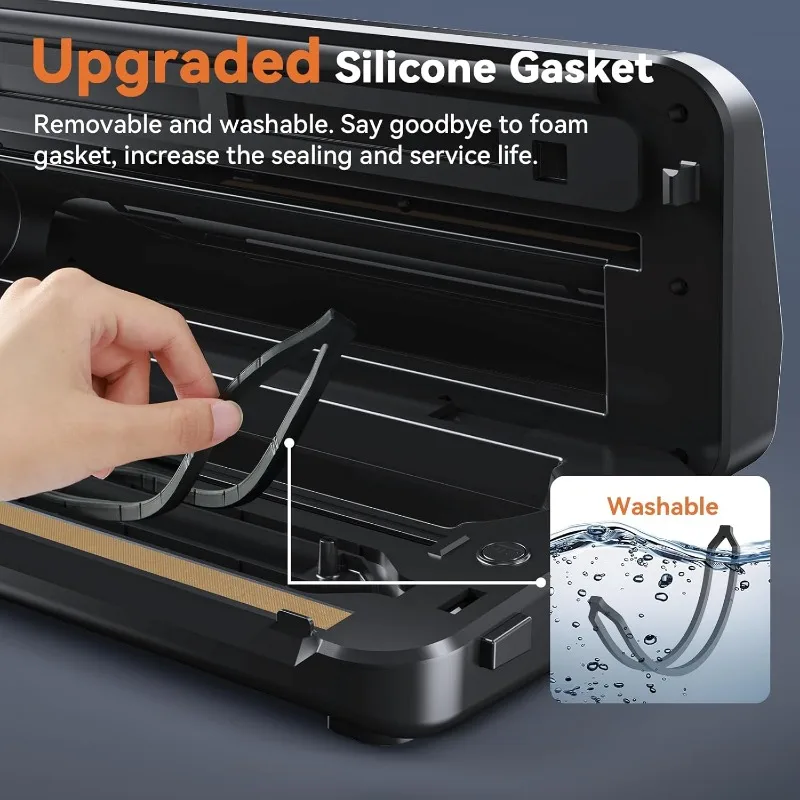 Vacuum sealer, food sealer 80KPA automatic 8 in 1, for food preservation in dry/wet mode, and storage, 11 vacuum bags