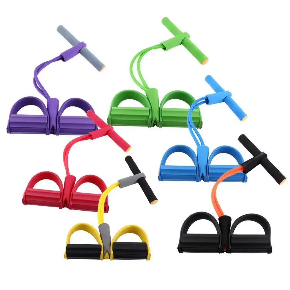 Multifunction Tension Rope 6-Tube Elastic Yoga Pedal Puller Resistance Band Tension Rope for Leg Stretching Slimming Training