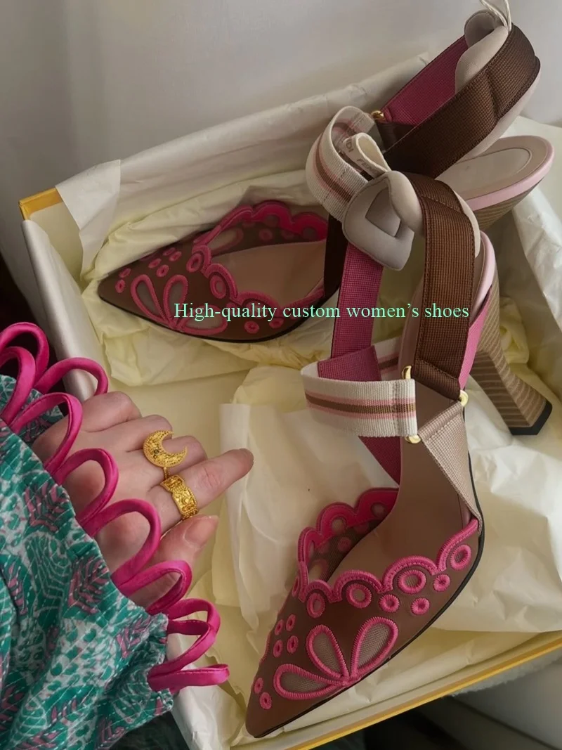 Toe Flowers Shape Openwork Breathable Version Asakuchi Sandals Ruffles A Unique Heel Luxury High Heels Sell Like Hot Cakes