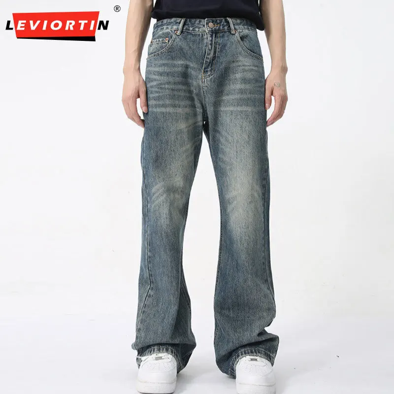 LEVIORTIN 2024 Summer New Men's Denim Pants Fashion Casual Micro-washed Jeans Personality High Street Versatile Male Trousers