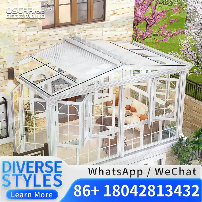 

Отдельно стоящая 4-сезонная теплица, закрытая солнечная комната, патио, открытый сад, солнечная комната