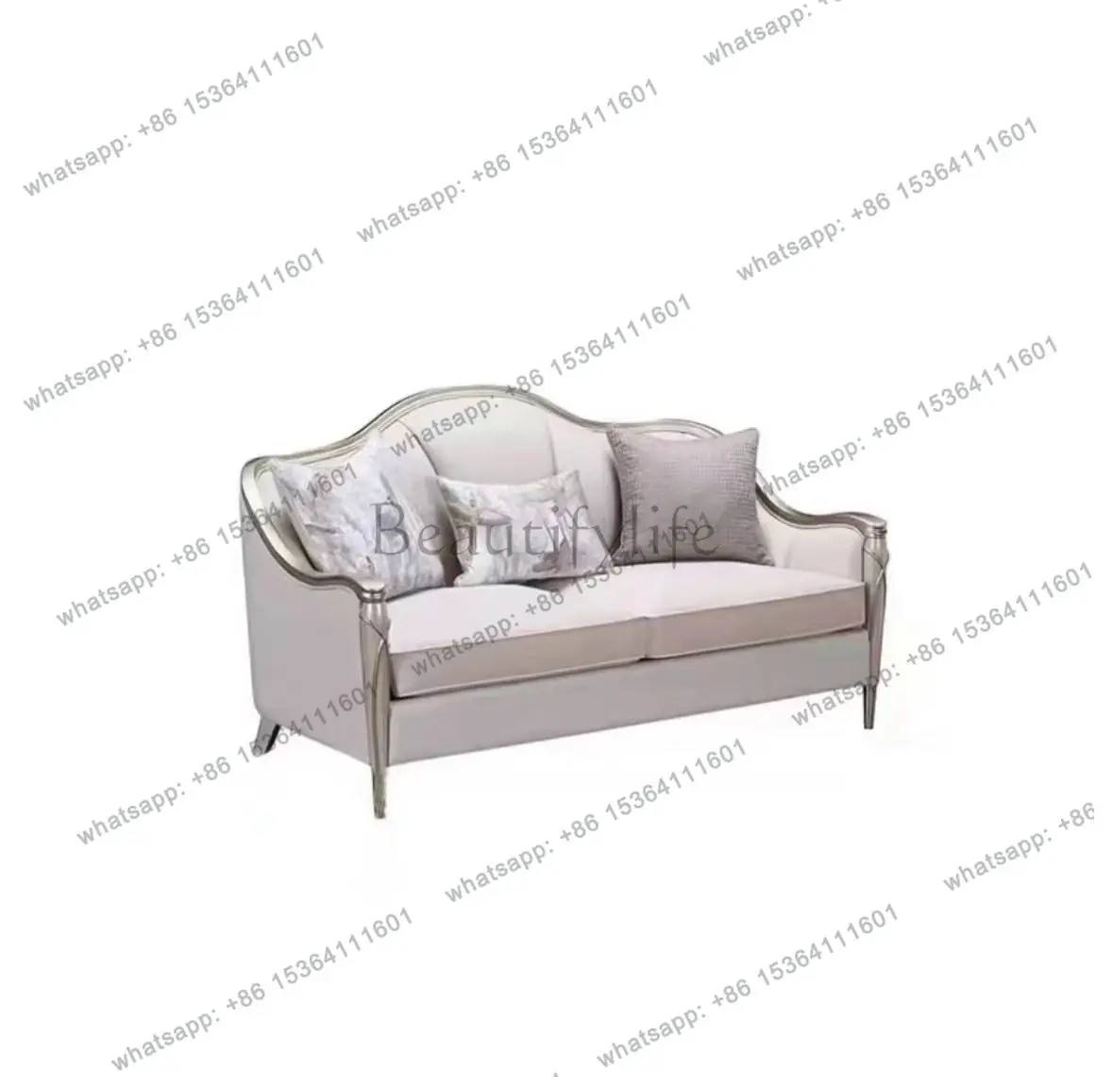 American light luxury solid wood sofa living room simple modern 123 French high-end sofa combination