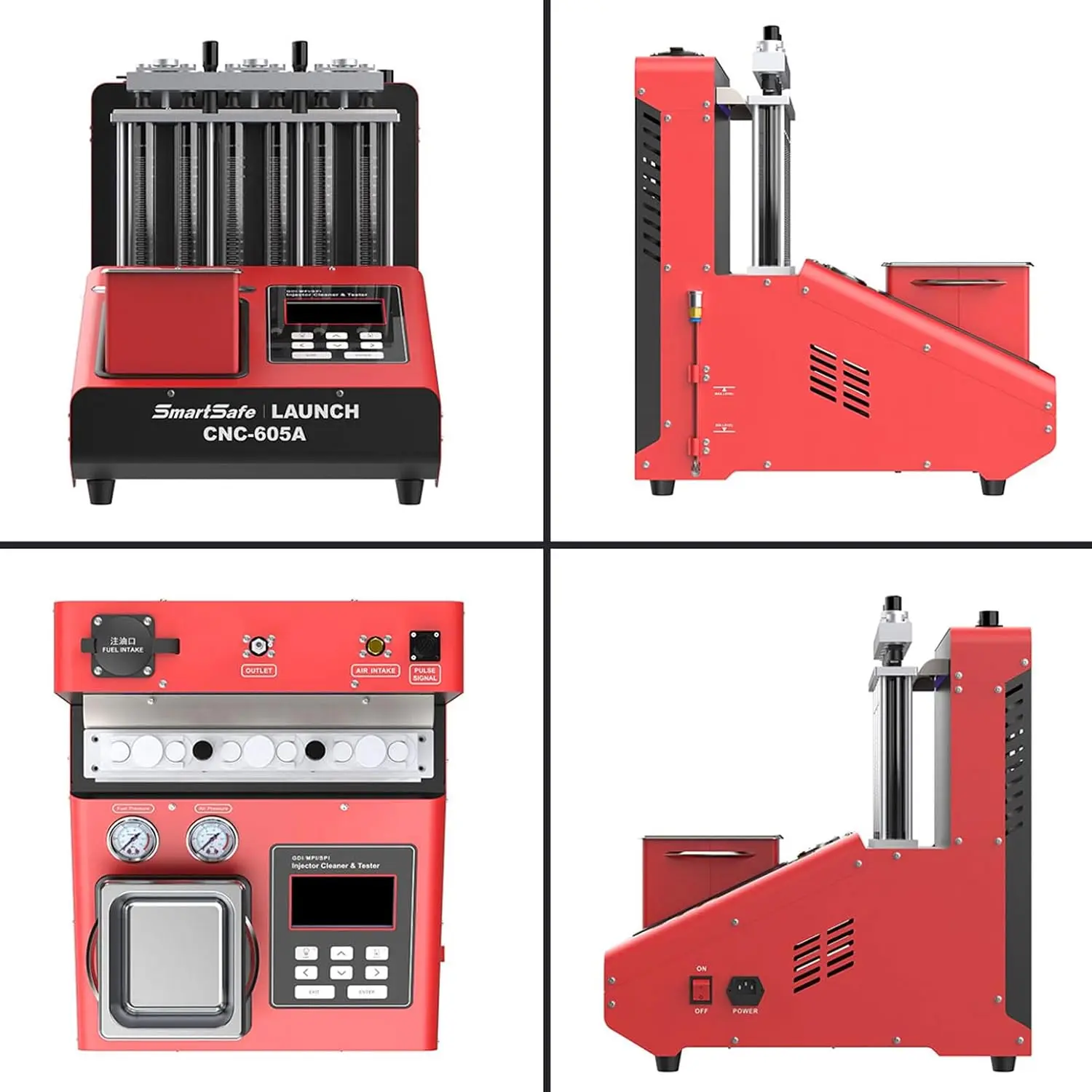 LAU NCH CNC605A GDI Fuel Injector Cleaner and Tester Professional 6 Cylinders Ultrasonic GDI EFI SFI Injector Cleaning Machine