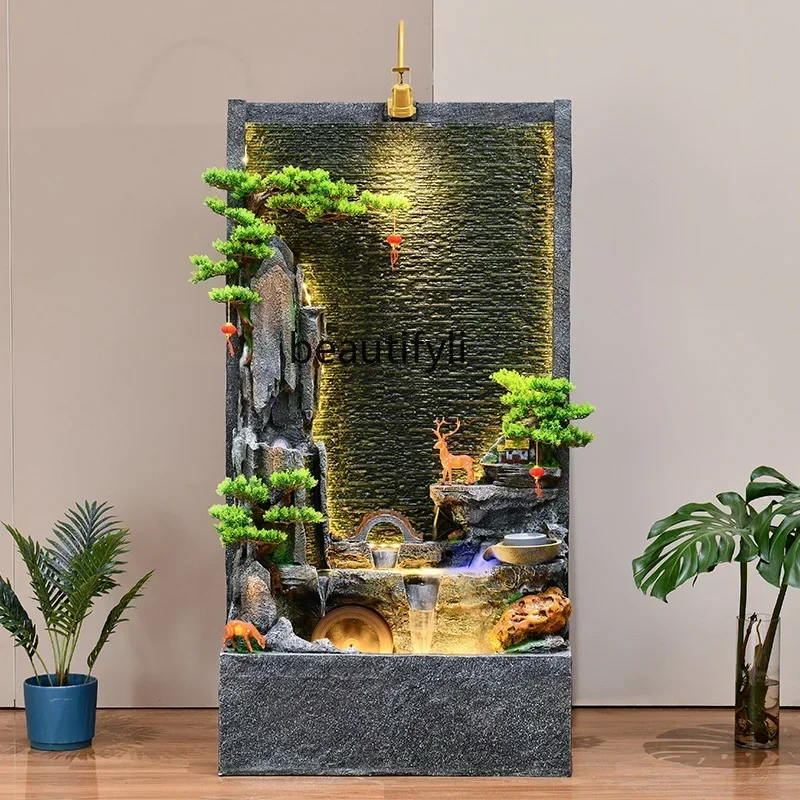 A139 Rockery flowing water fountain circulating water curtain wall screen landscape decoration living room floor-standing orname