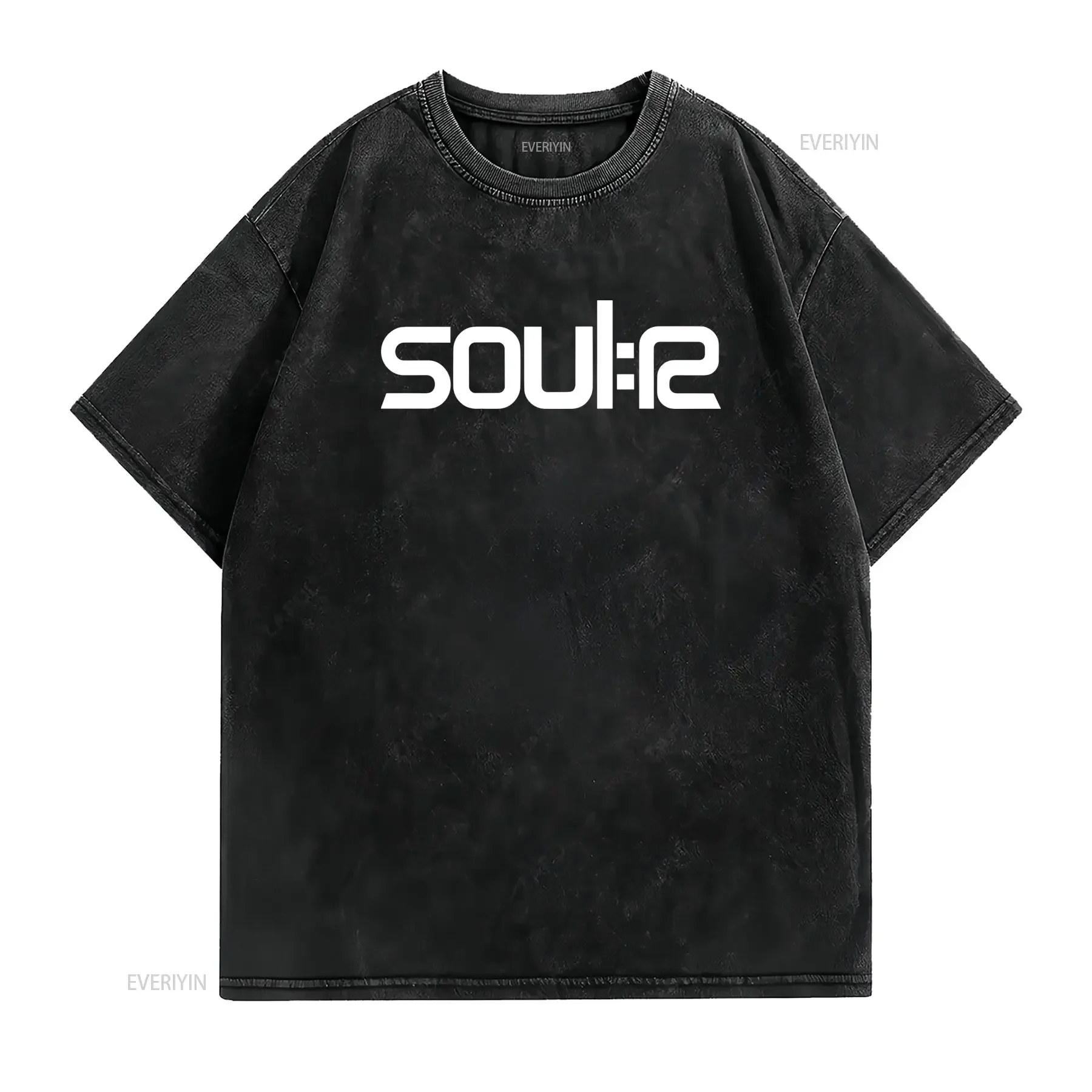Men'S Soul R Records Hardcore Breakbeat Jungle Drum Bass Music T Shirt Black with White Bold Print Round Neck Casual for