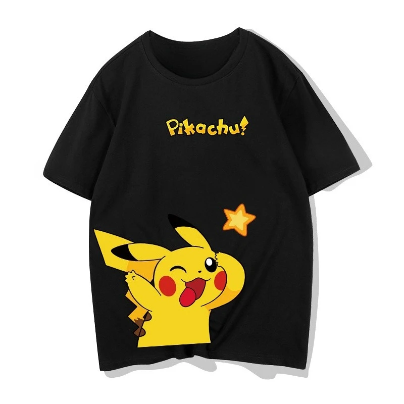 

MINISO Покемон аниме периферийные устройства Пикачу футболка с принтом с короткими рукавами мужская и женская летняя свободная повседневная футболка в стиле Харадзюку