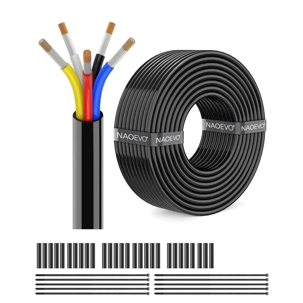 14 AWG 5 Conductor Electrical Wire Stranded PVC 12V Low Voltage Tinned Copper Flexible Wire Automotive LED Marine Applications