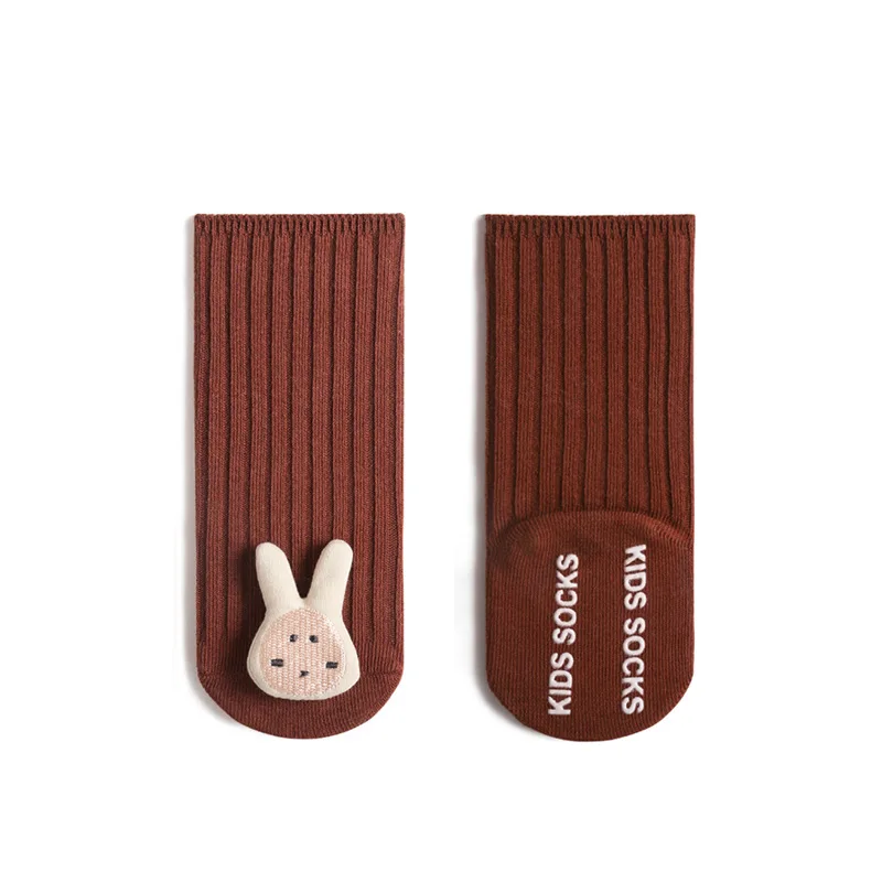 Calcetines de algodón para recién nacido, novedad de primavera 2024, recién llegado, bebé, niño, niña, dibujos animados, felpa, longitud media, transpirable, antideslizante ​