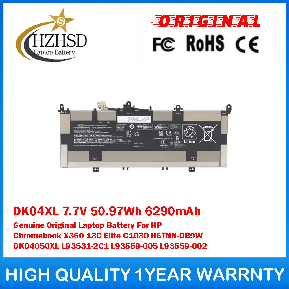 

DK04XL 7.7V 50.97Wh 6290mAh Genuine Original Laptop Battery For HP Chromebook X360 13C C1030 HSTNN-DB9W DK04050XL L93531-2C1