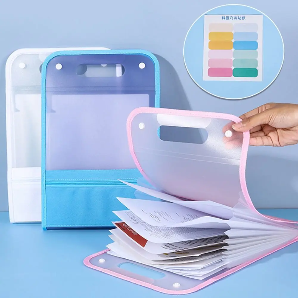 Vertical Accordion Zipper Bag Large Capacity Waterproof Test Paper Storage Bag 13 Pockets Classified Storage Organ Bag