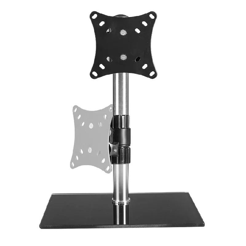 Universal TV Stand Holder for 14-27 inch Desktop LCD LED TVs Height Adjustable with Tempered Glass Base Monitor Bracket Support