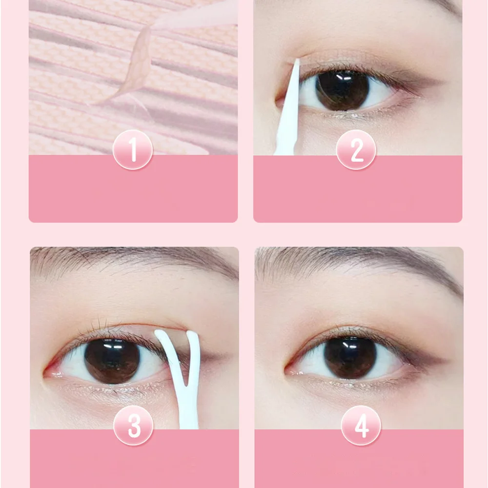 480PCS Double Eyelid Stickers Invisible Natural Eyelid Tape Sticker Clear Beige Stripe Mesh-Lace Self-adhesive Eyes Tape Makeup