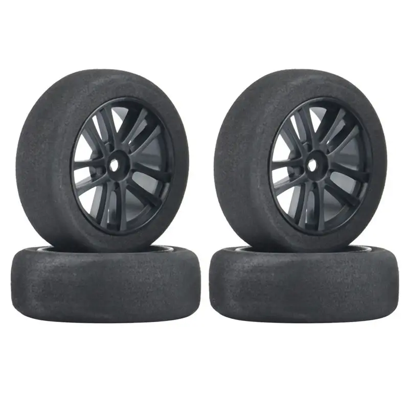 

B05C-4Pcs 65Mm Sponge Tires Foam Wheel Tyres Anti-Skid Silent For 1/10 RC On-Road Racing Car Tamiya TT01 TT02 TA06 Sakura D4