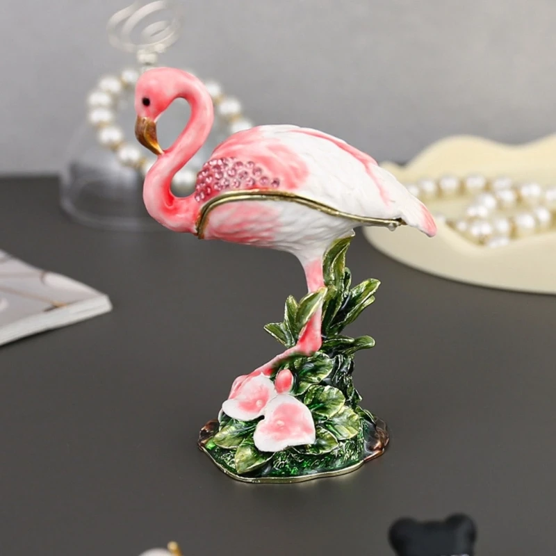 

3XUA Flamingo Themed Jewelry Case With Lid And Padding For Bedroom Decoration