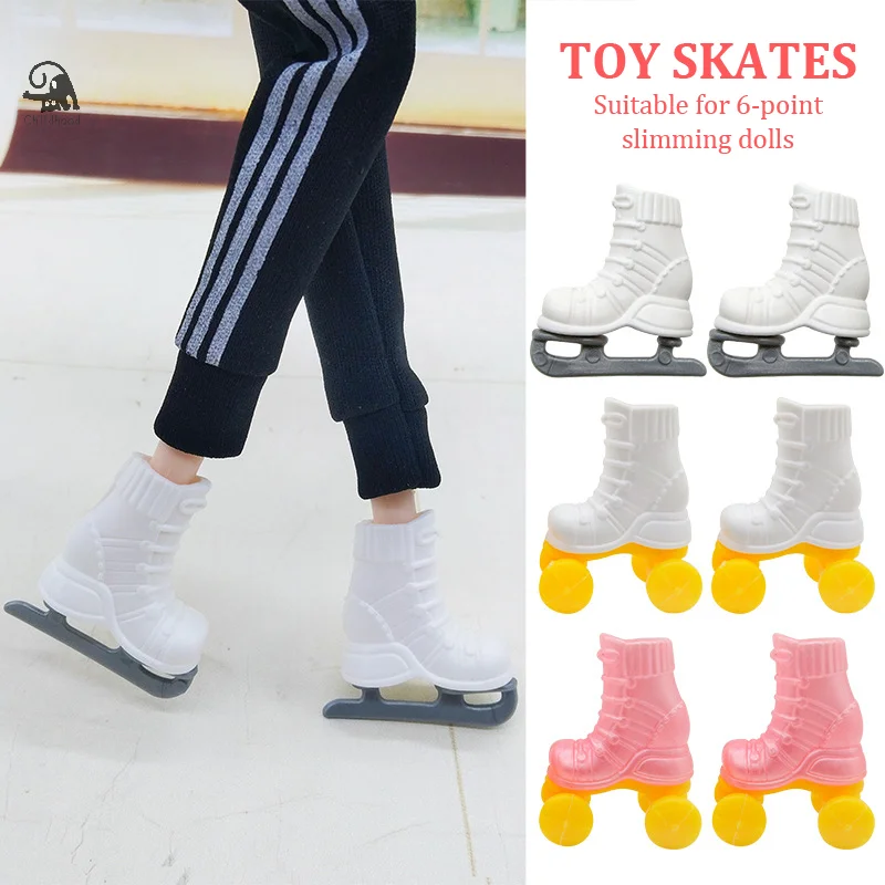 1Pair Mini Roller Skate For 30cm Doll 1:6 Dollhouse Miniature Flat Skates Shoes Kids Pretend Play Toys Doll Accessories