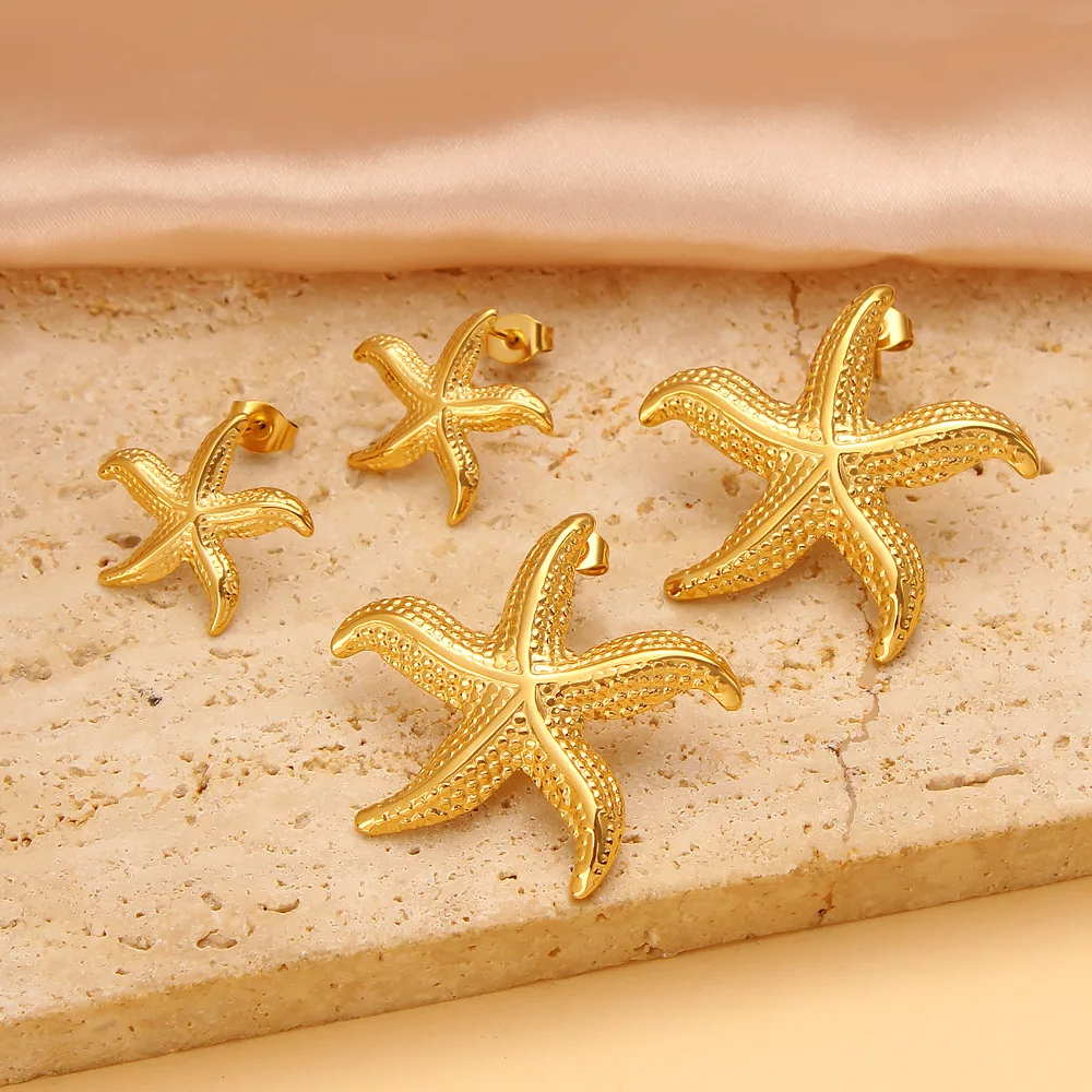 DIY accessories Ocean series earrings European and American style starfish stud earrings exaggerated fashion trend summer earrin