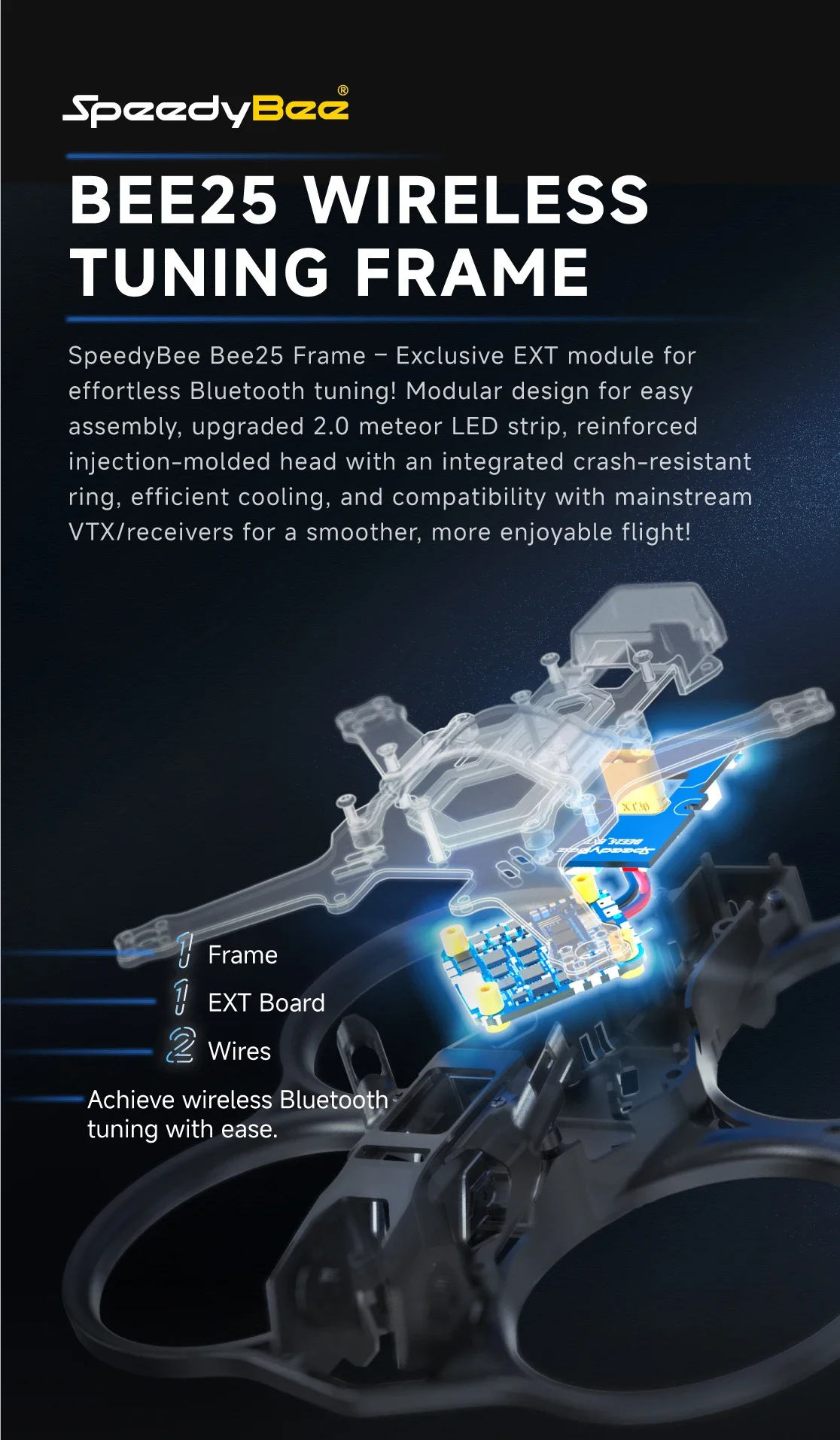 SpeedyBee Bee25 2,5 polegadas Tuning sem fio EXT Padrão/PRO Drone Frame para unidade de ar O3/Link/Vista VTX RC FPV Drone Quadcopter