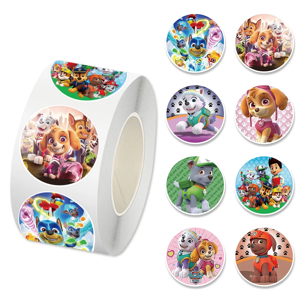 500PCS Cartoon PAW Patrol Sealing Stickers Roll Cute Ryder Marshall Anime Decals Waterproof Graffiti Phone Case Laptop Stationer