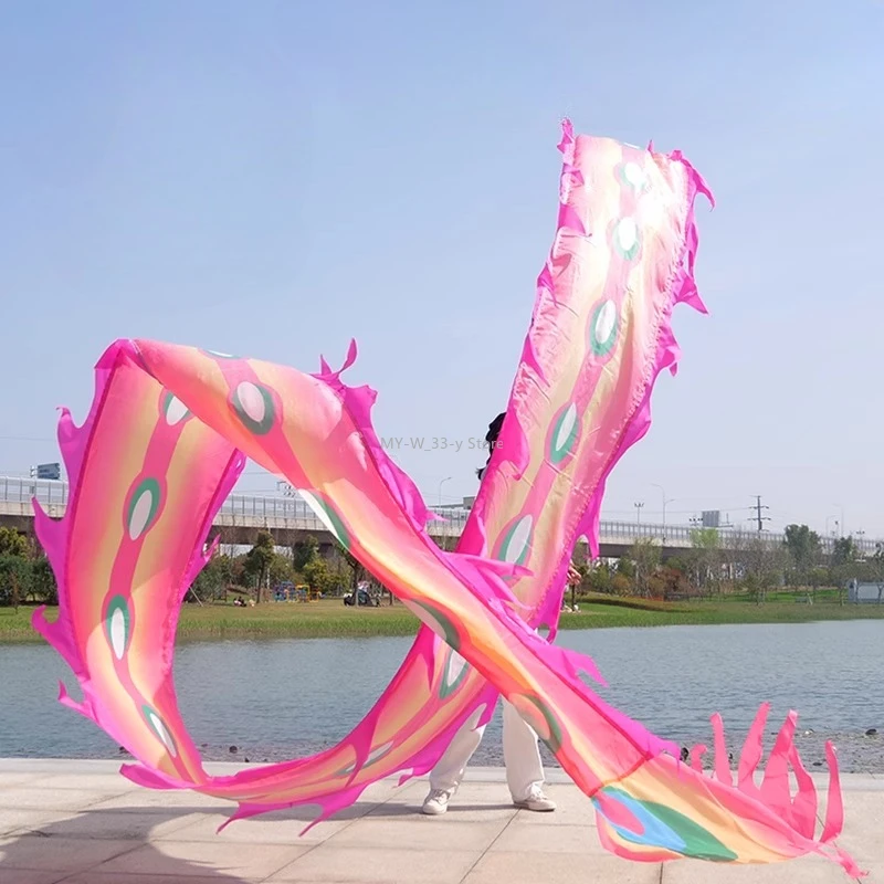 Chinese Dragon Dance Ribbon Funny Health And Fitness Products Colorful Silk Festive Performance Sport Props For Adults