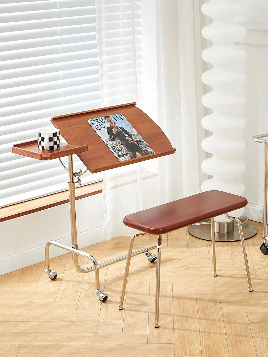 Solid wood sheet music stand, movable simple cart in the corners of the living room, lifting side table, bedside cart