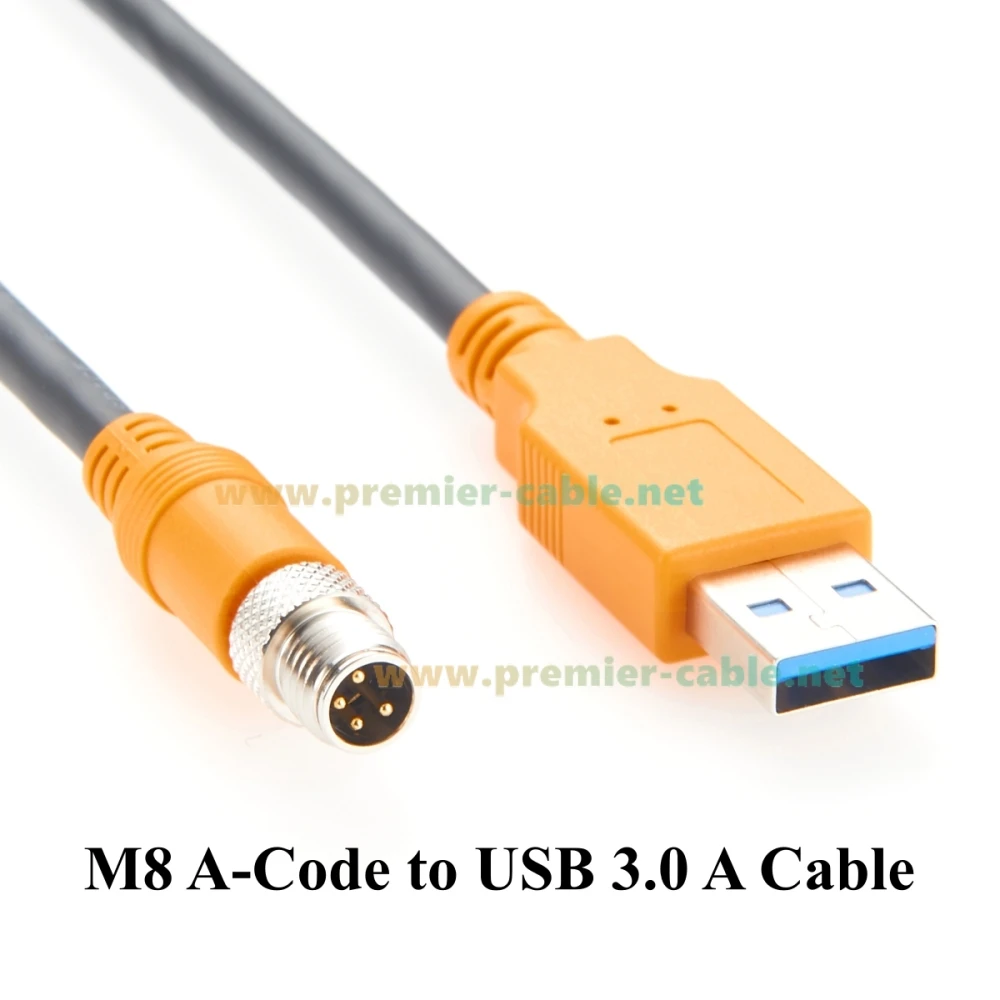 Кабель M8 A Code 4-контактный разъем «папа» — «папа» USB 3.0 A IP67 5 Гбит/с Промышленный соединительный кабель USB 3.0, совместимый с IFM E30136