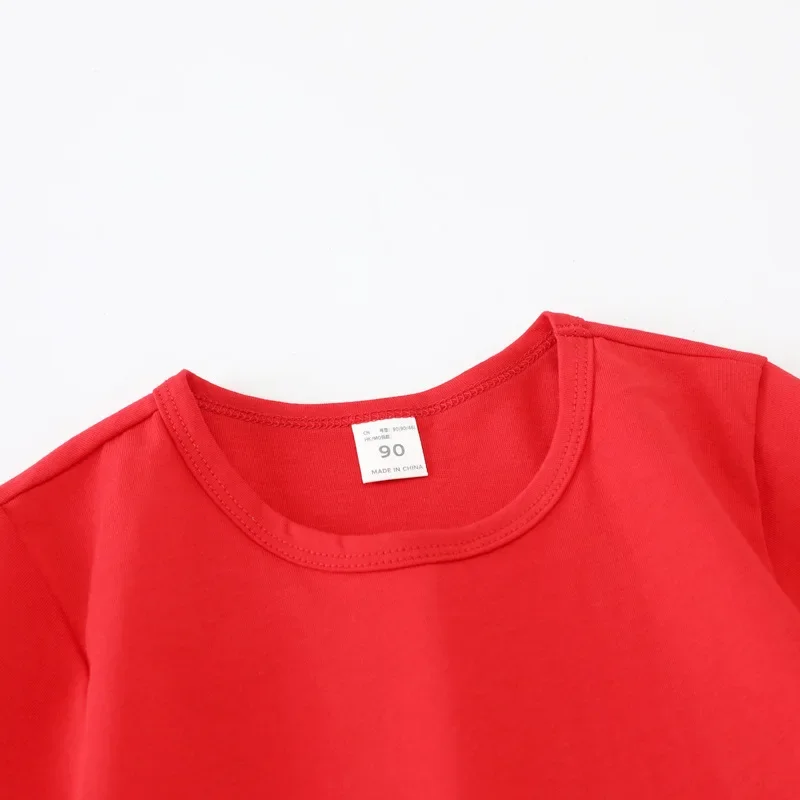 2026 Summer Children\'s T Shirt Candy Color 100%Cotton T-Shirts For Boys Girls Baby Blank Clothes Kids Tees Short Sleeve T Shirts