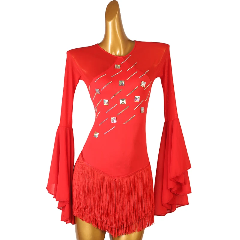 Figure Skating Dress Women girl Ice Skating Dress Gymnastics Costume custom red  crystal rhinestone  B231