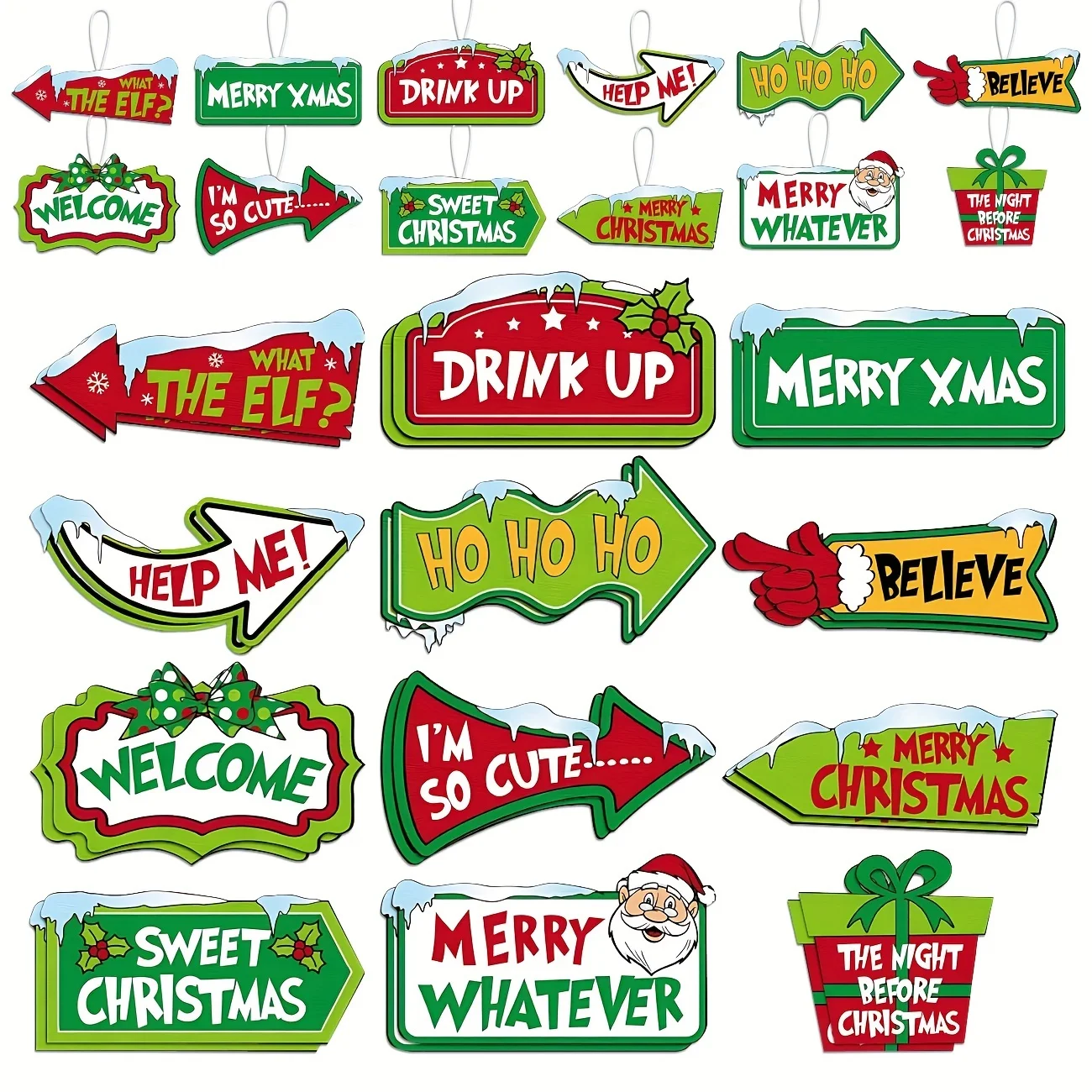 24 Stück grüne Monsterornamente für Weihnachtsbaumschmuck, grüne Monsterbaumschmuck