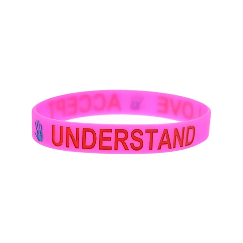 1PC/4PCS AUTISM AWARENESS LOVE ACCEPT UNDERSTAND Silicone Wristband Rubber Bracelet 4 Colors